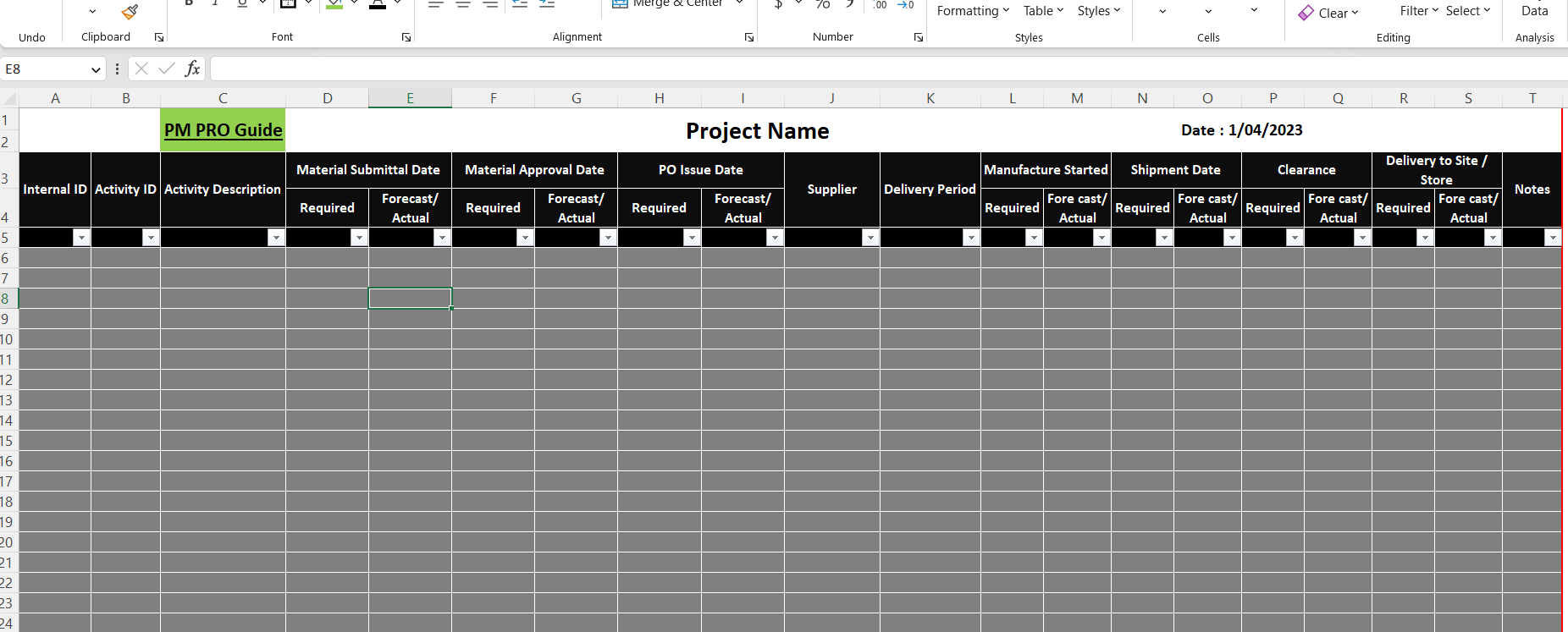 Procurement Tracking Excel Template Free Download