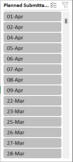 Planned Date Excel Slicer